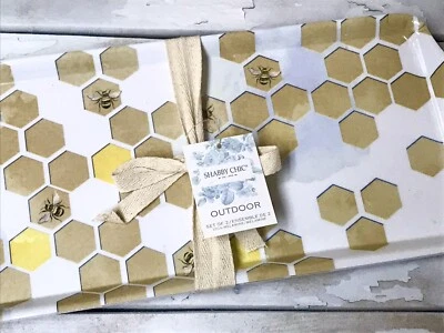 Juego de 2 bandejas para servir de melamina HONEY BEE SHABBY CHIC 🐝 Rachel Ashwell NUEVO CON ETIQUETAS Foto 1 de 4