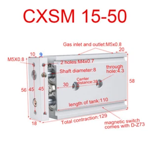 CXSM15-50 para AIRTAC SMC cilindro de varilla guía cilindro de doble eje de varilla - Imagen 1 de 1