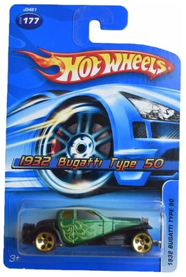 Hot Wheels 1932 Bugatti Type 50 Car Green 5 X 7 X 2 Inches 1:64 Scale Die  - Image 1 of 3