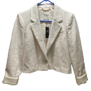 Blazer Abercrombie & Fitch Recortado Para Mujer Medio Suave Blanco Chaqueta de Carrera Nuevo con Etiquetas - Imagen 1 de 14