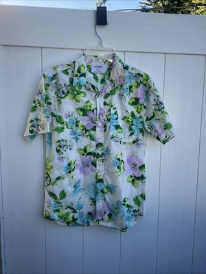 Camisa Antigua Azul Marino Hawaiana Floral Botón Multicolor Niños XL 14-16 Foto 1 de 4