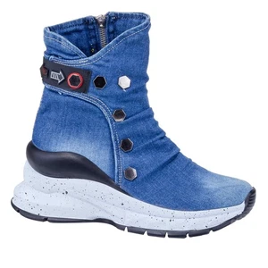 Denim Boots Shoes, Handmade Women's Sports Boots,Women's Sexy Boots,Birthday Gif - Picture 1 of 4