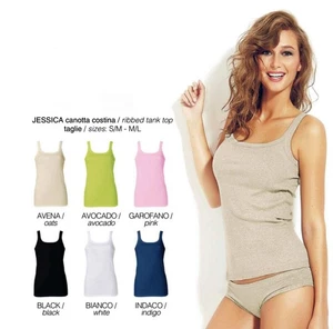 Canottiera donna spalla stretta in cotone a costine Jadea Jessica - Picture 1 of 5