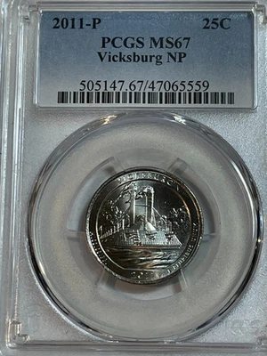 2011 P PCGS MS67 Vicksburg Quarter - Image 1 of 2