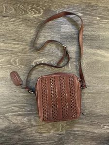 Bolso Bandolera Vintage Etienne Aigner Marrón Cuero Tejido Boho Rústico - Imagen 1 de 5