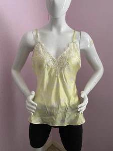 Jessica Russell Flint Silk Cami Camisole Floral Lace MEDIUM Cream Yellow - Picture 1 of 10