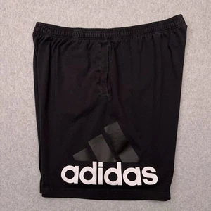 Pantalones Cortos Adidas Jersey Para Hombre 2XL Negros Logo Grande Sudor Elástico Cordón 9" - Imagen 1 de 10