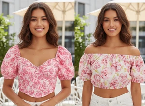 Miss Selfridge Floral Crop Top Set Damen 4 Rosa Cottagecore Coquette Balletcore - Bild 1 von 16