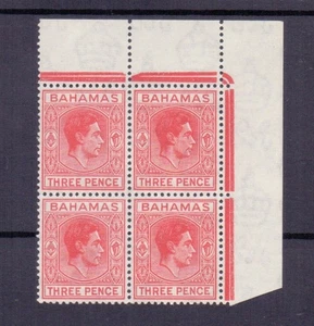 BAHAMAS 1952 GVI 3d SCARLET SG154b MNH CORNER BLOCK OF 4 - Picture 1 of 2