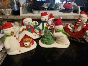 5 PC LOT WORKS! HALLMARK JINGLE PALS Animated SINGS LIGHTS UP SNOWMAN SNOWMEN - Picture 1 of 14