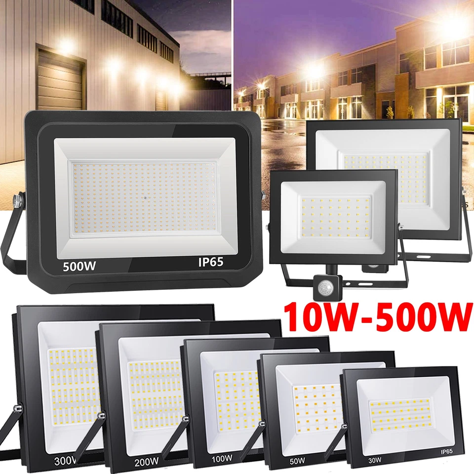 LED spotlight outdoor floodlight 10W-500W with motion detector 230V IP65 spotlight - Image 1 of 4