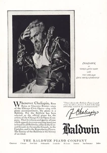 1925 Baldwin Piano: Chaliapin Chicago Civic Opera Vintage Print Ad - Picture 1 of 1