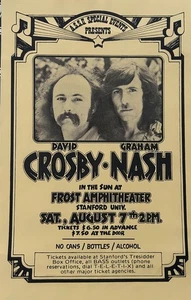 David Crosby Graham Nash Poster 1982 Aug 7 Frost Amphitheater Stanford - Bild 1 von 1