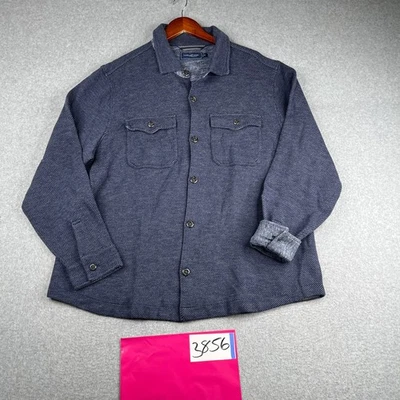 Vineyard Vines Shirt XL Navy Blue Striped Coton Wool Heavey Weight Button Up Men - Image 1 of 4