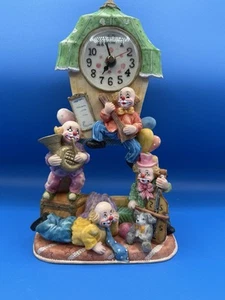 Vintage Clown Clock Circus Clowns Figurine Quartz Battery Operated 10” WORKS! - Bild 1 von 4