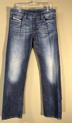 Jeans Diesel Para Hombre 36x33.5 Azul Viker Botón Mosca Recto Envejecido Bigotes Foto 1 de 4