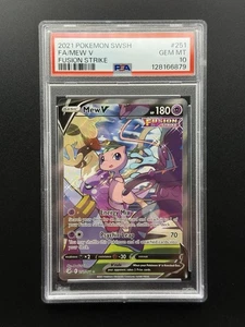 Mew V (arte completo alternativo) 251/264 Swsh08: Fusion Strike Holo - PSA 10 gemas como nuevo - Imagen 1 de 2
