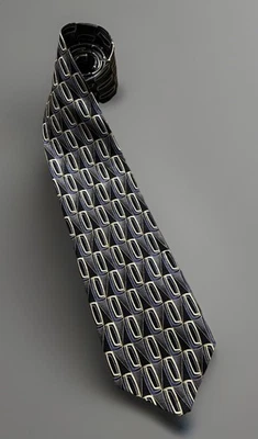 Corbata Albert Nipon Cuello Multicolor Negro Dorado Azul AOP 100% Seda EE. UU. JBHS Foto 1 de 4