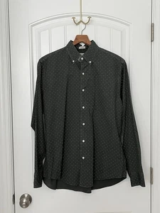 J.Crew NWOT Men’s M Dark Green & White Pin-dot Stretch Button Down Dress Shirt - Picture 1 of 6