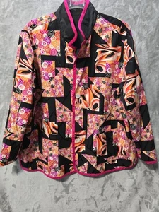 Koos Of Course! Womens 2x Reversible Kimono Style Robe Pockets Multicolor Silk - Picture 1 of 8