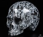 3.6" Snowflake Obsidian Carved Crystal Skull, Realistic, Crystal Healing