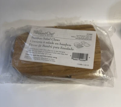 New Pampered Chef # 2288 Bamboo Salad Claws Wood Salad Serving Tongs  - Image 1 of 2