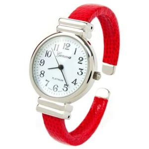 Reloj brazalete para mujer con correa estilo serpiente roja estuche delgado Geneva - Imagen 1 de 3