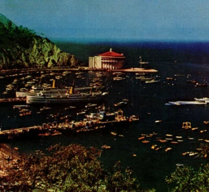 Crescent Bay Naturhafen Santa Catalina Insel Bootfahren CA Vintage Postkarte - Bild 1 von 4