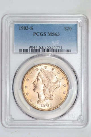 1903-S $20 GOLD LIBERTY DOUBLE EAGLE PCGS MS63 Cover