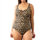 NWT Heat Into the Wild Womens Animal Print Tie Front One Piece Swimsuit 18W PLUS