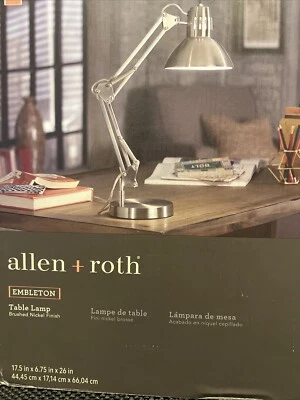 Lámpara de Escritorio Allen & Roth 26" Ajustable Níquel Cepillado Brazo Oscilante con Pantalla de Metal Foto 1 de 2