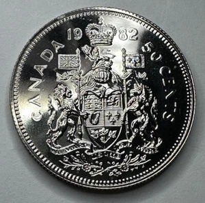 1982 Canadian 50 Cent Piece Proof-Like Coin. Uncirculated Beautiful & Shiny!! - Picture 1 of 6