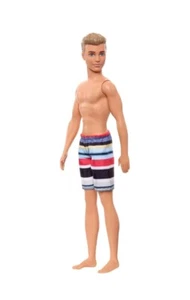 Barbie Ken Doll in Beach Clothes Shorts Hair Brown Male, Mattel Toy Figure - Picture 1 of 4
