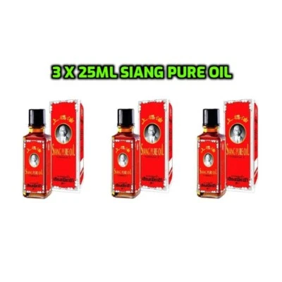 SIANG PURE OIL 3x25ml Arthritis & Pain Relief Joints Muscles Instant Relief Athlete Massage Oil