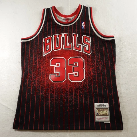 Chicago Bulls Jersey Mens Large Black Red Pippen #33 Swingman Mitchell Ness 1995 Cover
