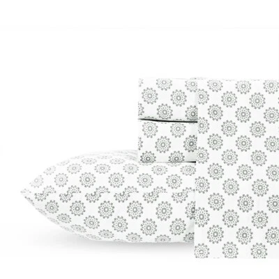 Juego de Sábanas Ajustables Planas 100% Algodón 4 Piezas Juego de Sábanas Queen Bolsillo Profundo Foto 1 de 4