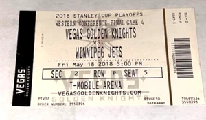 2018 VEGAS GOLDEN KNIGHTS NHL Stanley Cup WCF Game 4 Playoff Ticket Stub Unused - Picture 1 of 2