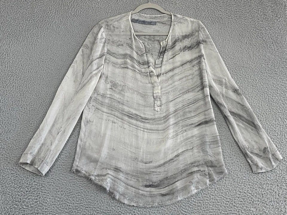 Blusa Poeta Raquel Allegra Talla 1 [US 6 M] Gris Seda Túnica Urbana Arte-Uso Fluido Foto 1 de 4