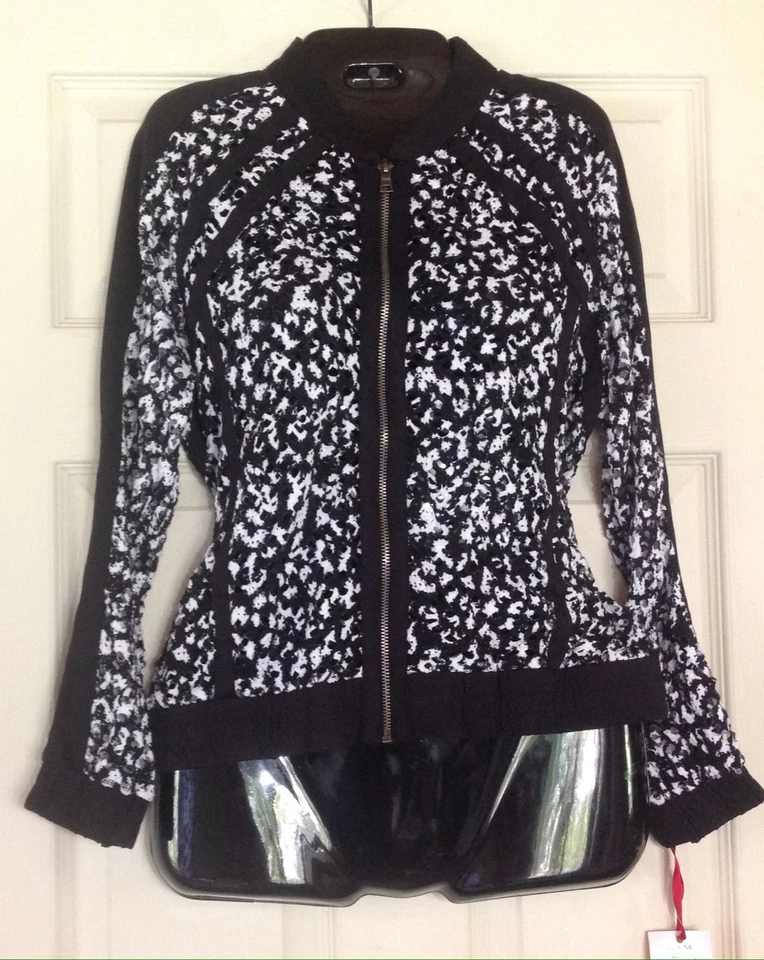 Ruby Rd. Petites Women's Black White Cutout Track Jacket Size P M NWT - Image 1 of 4