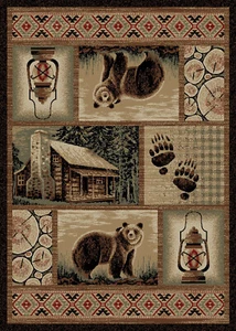 8x10 Cabin Bear Paw Pine Rustic Lodge Area Rug - Picture 1 of 5