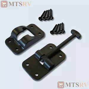 JR Products 3-1/2" Recto Negro Plástico Estilo T Soporte de Puerta con Tornillos - Imagen 1 de 2