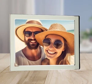 Silver Metal 6 x 8 in Photo Frame Horizontal Vertical Family, Wedding Photos - Picture 1 of 4