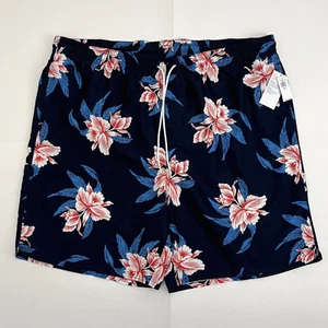 Old Navy Mens Swim Shorts Trunks Lined 3XL Tall Blue Red White Floral Tropical - Picture 1 of 10