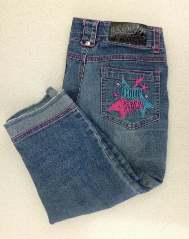 Camp Rock Girls Denim Blue Jean Straight Leg Capri Size 12 - Image 1 of 4