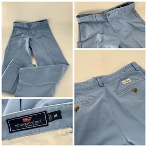 Vineyard Vines Chino Pants Boys Sz 18 Light Blue Cotton Flat 29x27 YGI B2-31 - Picture 1 of 10