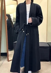 Reggiseno Vintage FLEURETTE Somper Cashmere Cashmere Cappotto Lungo Grande Collare Scialle Nero - Foto 1 di 7