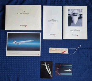 Concorde British Airways Memorabilia in Case - Menu, Postcards, Luggage Tag More - Picture 1 of 18