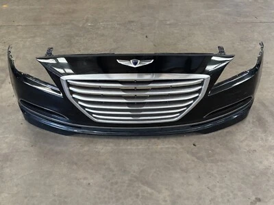 Panel de cubierta de parachoques delantero 15-17 Hyundai Genesis G80 sedán con rejilla negro 1492 OEM Foto 1 de 4
