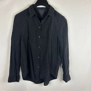 Theyskens Theory black silk Button Shirt mesh neck high low hem S - Picture 1 of 8