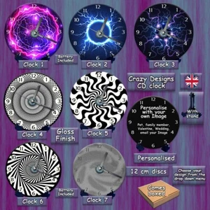 Crazy Designs CD clocks add text personalise your image lightning art novelty - Picture 1 of 9